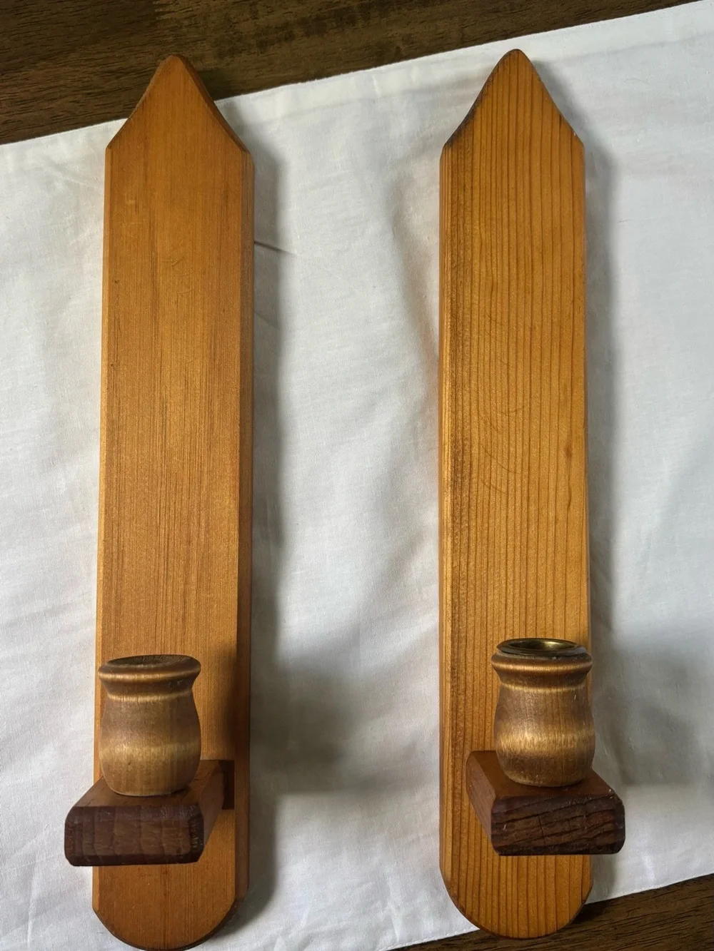 Wooden Wall Candle Holders - Wall Sconces Natural Brown Handmade
